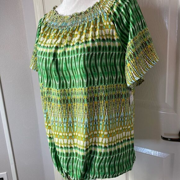 CORAL BAY Petite Medium Multi-Green Top - Picture 3 of 7